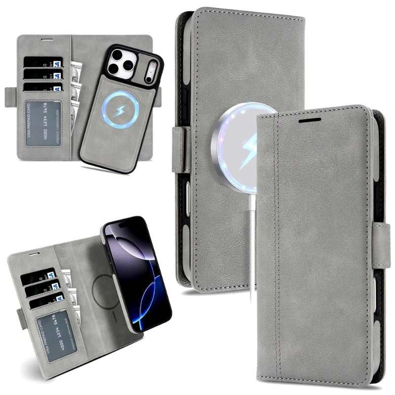 2-in-1 Magsafe Wallet-Style iPhone Case with Card Slots and Leather Flip Cover