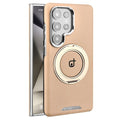 Business Plating Magnetic PU Leather Phone Case for Samsung  Ultra With 360° Metal Ring Stand Shockproof Cover