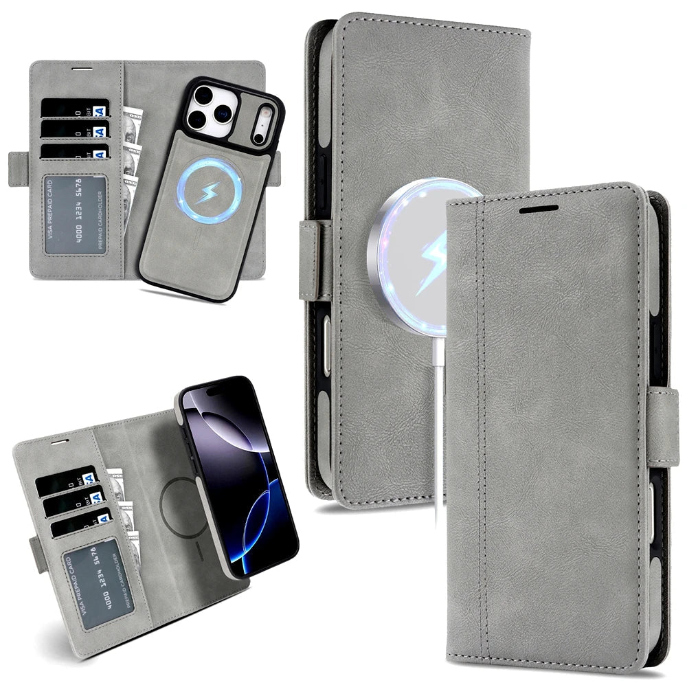 2-in-1 Magsafe Wallet-Style iPhone Case with Card Slots and Leather Flip Cover