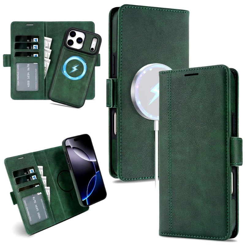 2-in-1 Magsafe Wallet-Style iPhone Case with Card Slots and Leather Flip Cover