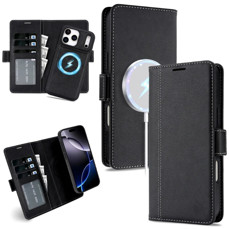2-in-1 Magsafe Wallet-Style iPhone Case with Card Slots and Leather Flip Cover