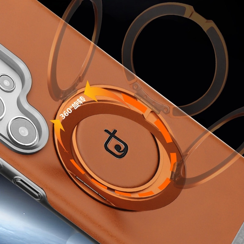 Business Plating Magnetic PU Leather Phone Case for Samsung  Ultra With 360° Metal Ring Stand Shockproof Cover