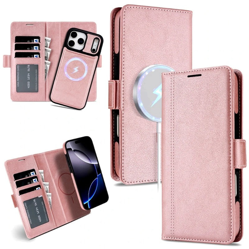 2-in-1 Magsafe Wallet-Style iPhone Case with Card Slots and Leather Flip Cover