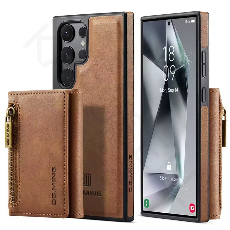 KAPUSELL Samsung S26  Removable brown retro leather wallet-style phone case for Samsung Galaxy S26/25/24/23/22/21 Ultra with magnetic closure